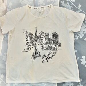 Karl Lagerfeld White Logo-Print Crewneck Tee